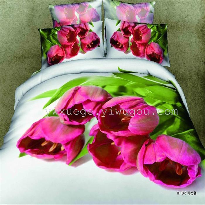 Horse blow four-piece 3D reactive dye printing of cotton four piece Super icing wedding bedding Snow Bird House textiles Horse blow four-piece 3D reactive dye printing of cotton four piece Super icing wedding bedding Snow Bird House textiles