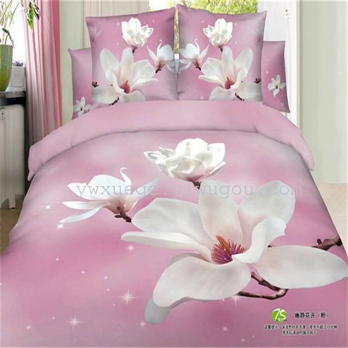Horse blow four-piece 3D reactive dye printing of cotton four piece Super icing wedding bedding Snow Bird House textiles Horse blow four-piece 3D reactive dye printing of cotton four piece Super icing wedding bedding Snow Bird House textiles