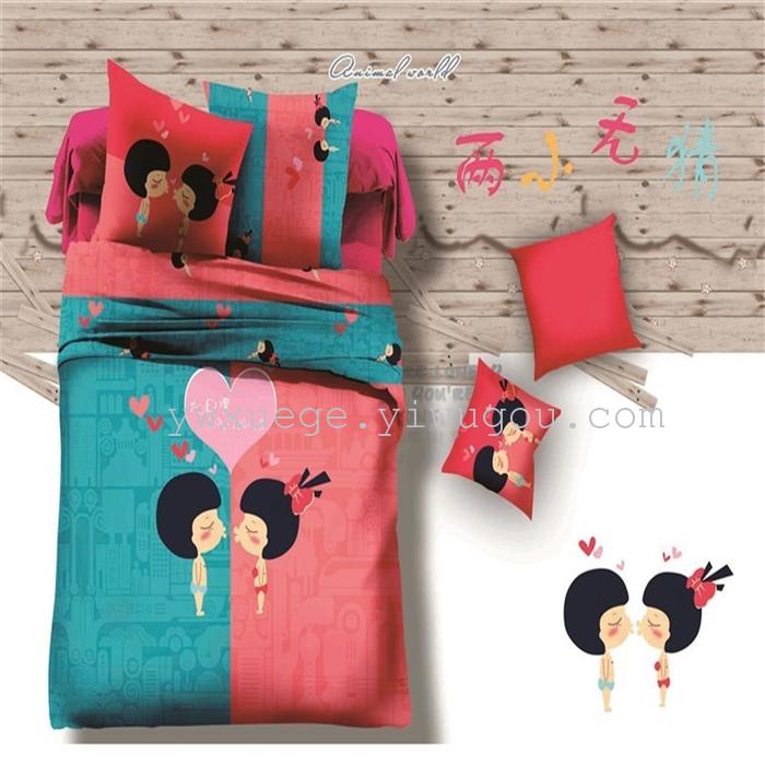Home textiles cartoon fashion wedding bedding set of four sweet personality about sanded four sets of warm factory direct Home textiles cartoon fashion wedding bedding set of four sweet personality about sanded four sets of warm factory direct
