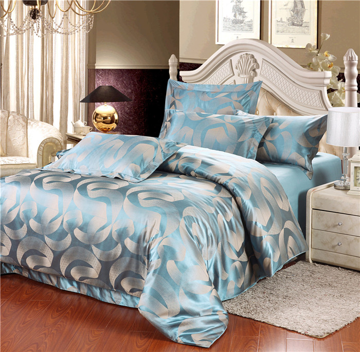 Yiwu snow pigeon spinning Tencel satin Jacquard wedding bedding package 4PCS bedding set 2015