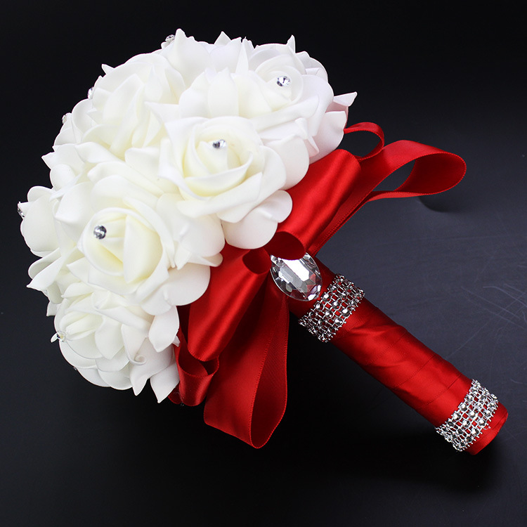 Xf09 Bridal Bouquet Wholesale Wedding Foam Simulation Bouquet Wedding Flower Factory in Stock Cross-Border Supply