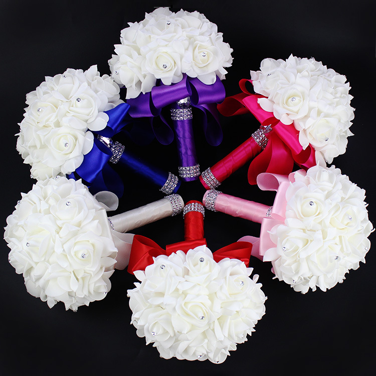 Xf09 Bridal Bouquet Wholesale Wedding Foam Simulation Bouquet Wedding Flower Factory in Stock Cross-Border Supply