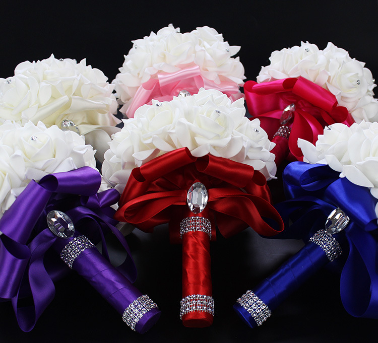Xf09 Bridal Bouquet Wholesale Wedding Foam Simulation Bouquet Wedding Flower Factory in Stock Cross-Border Supply
