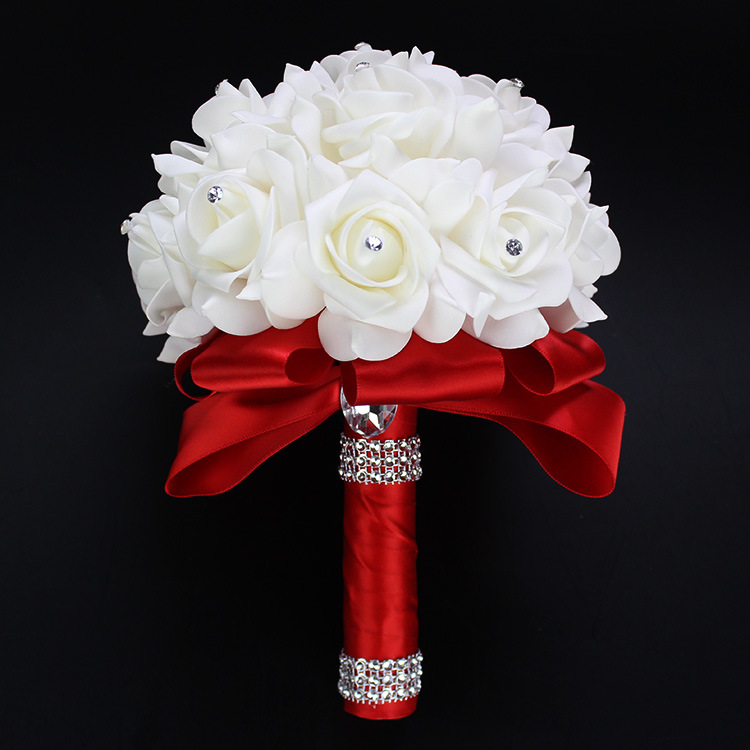 Bouquet Wholesale Wedding Foam Simulation Bouquet Wedding Flower Factory in Stock Cross-Border Supply Bridal Bouquet