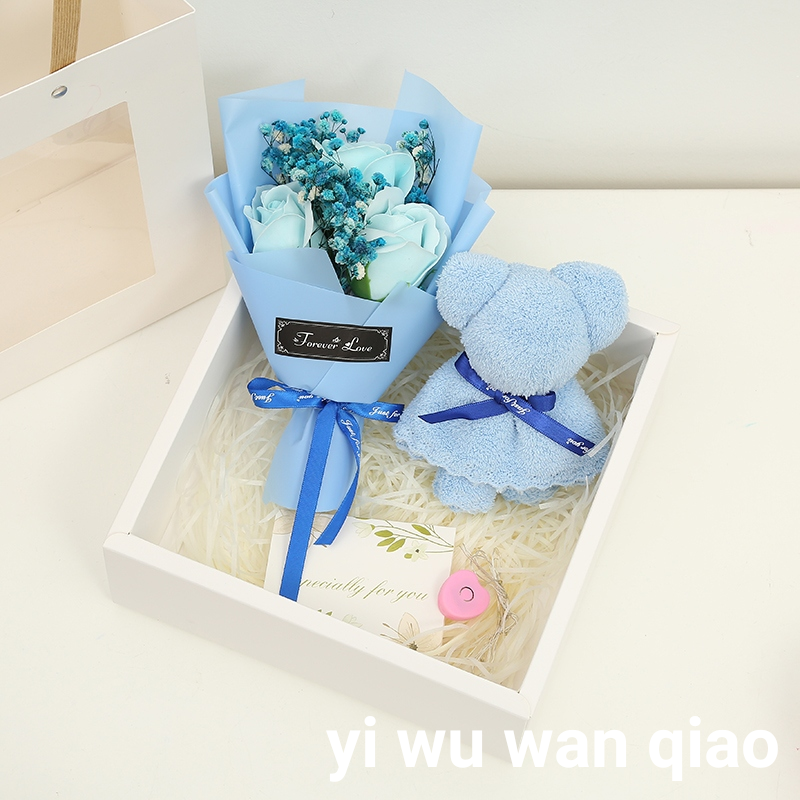 Qixi Valentine&#039;s Day Towel Bear Simulation Bar Soap Rose Wedding Gift Box Gift Creative Gift
