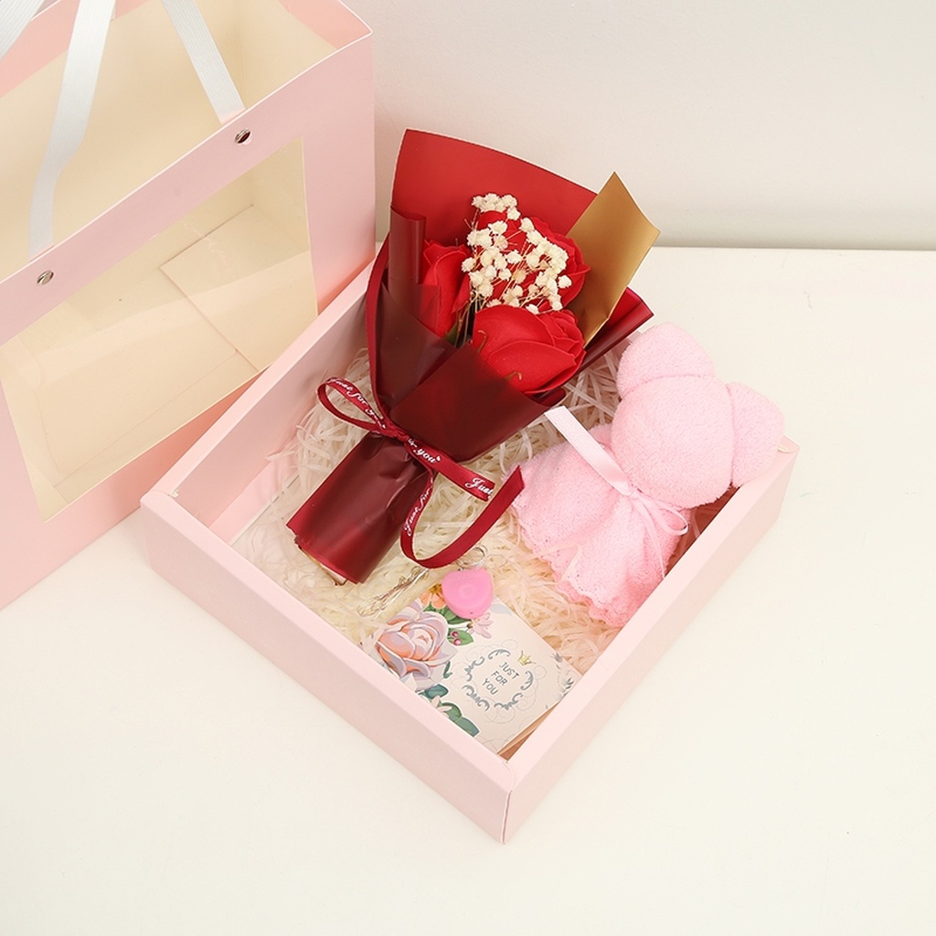 Qixi Valentine's Day Towel Bear Simulation Bar Soap Rose Wedding Gift Box Gift Creative Gift