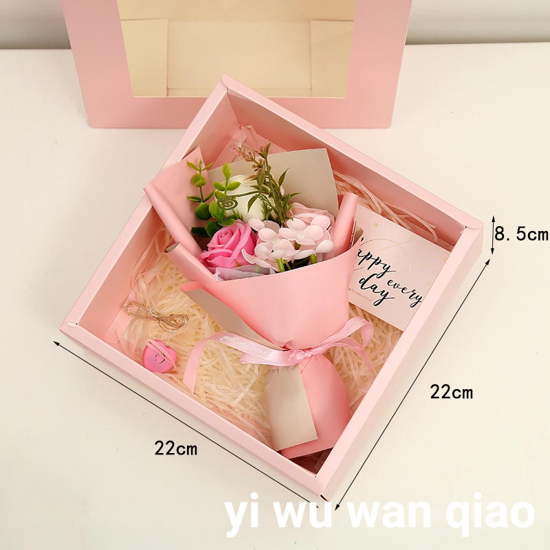 Holiday Rose Gift Box Wedding Gift Soap Soap Flower Lover Teacher&#039;s Day Craft Gift LED Light Greeting Card