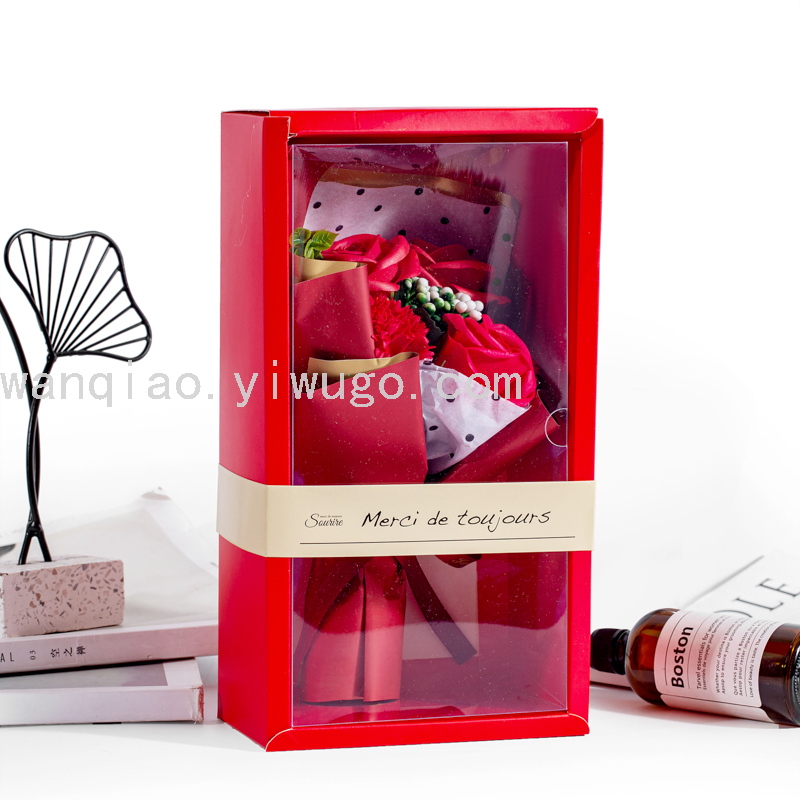 Decoration Valentine&#039;s Day Christmas Teacher&#039;s Day Artificial Rose Soap Flower Head Knot Wedding Gift Box Matching