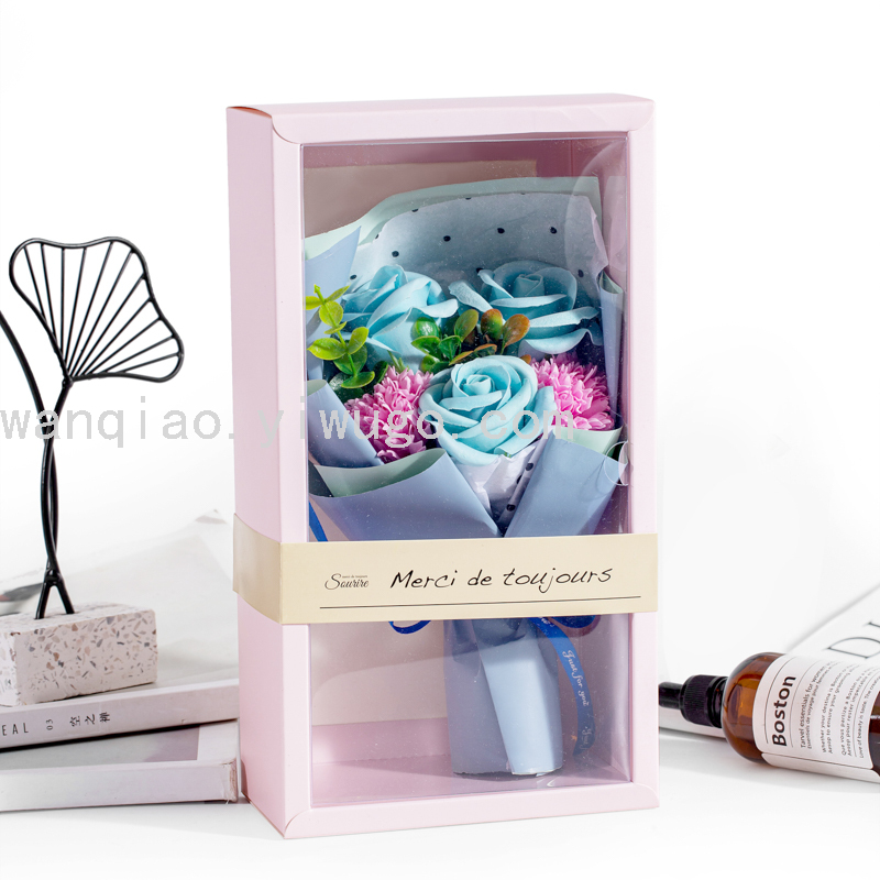 Decoration Valentine&#039;s Day Christmas Teacher&#039;s Day Artificial Rose Soap Flower Head Knot Wedding Gift Box Matching