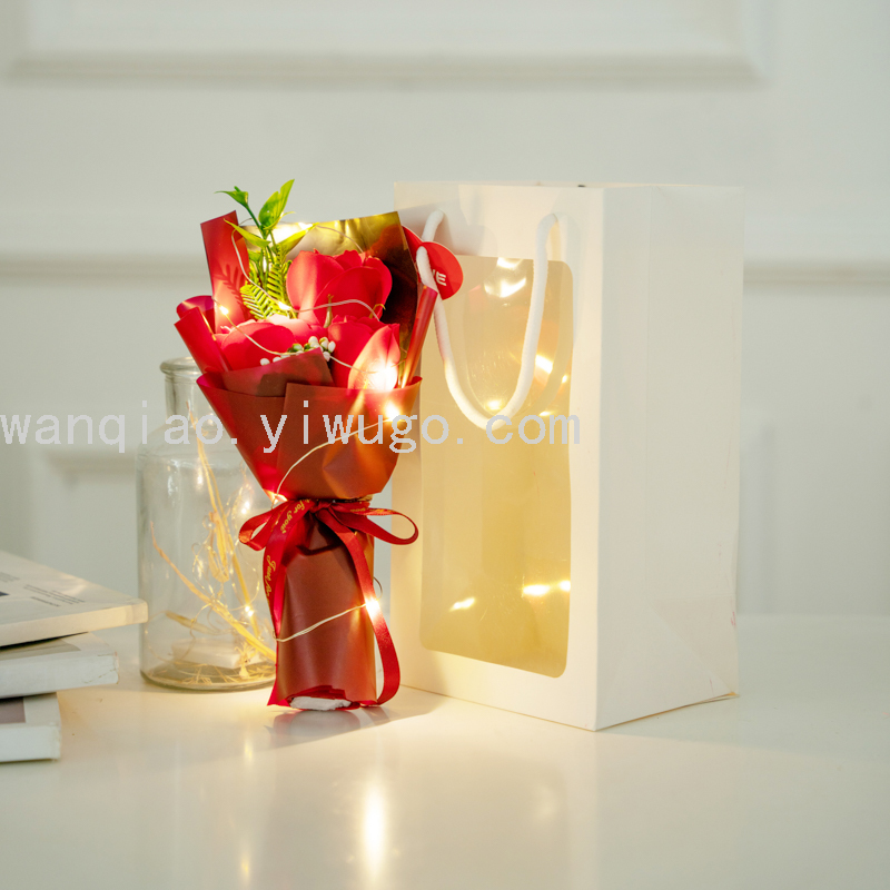 Decorative Craft Soap Soap Flower Wedding Gift Rose Flower Box Wedding Valentine&#039;s Day Handbag Led Light Hand Gift