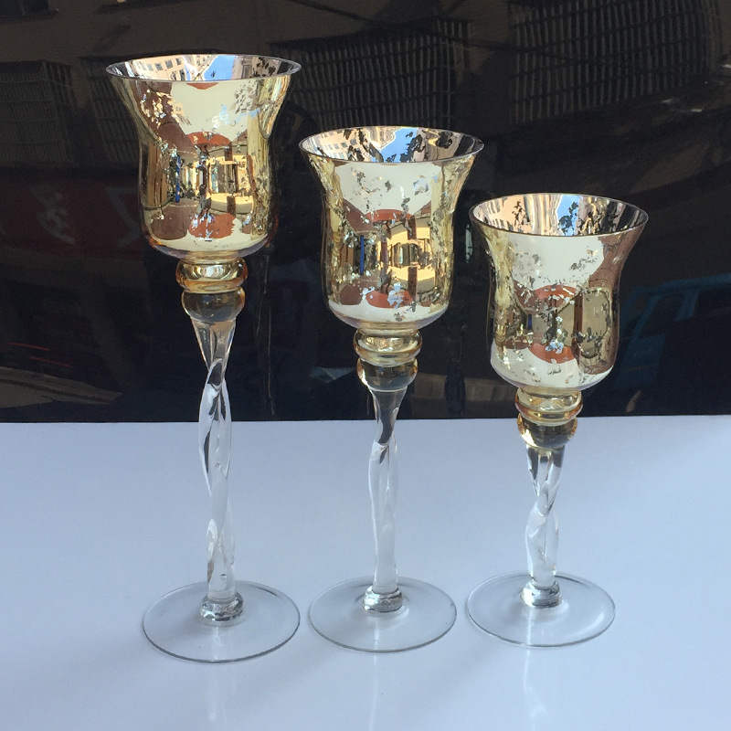 Wedding High Foot Glass Candlestick French Romantic Christmas Electroplated Rose Gold Glass Candlestick Crafts Wholesale Wedding High Foot Glass Candlestick French Romantic Christmas Electroplated Rose Gold Glass Candlestick Crafts Wholesale