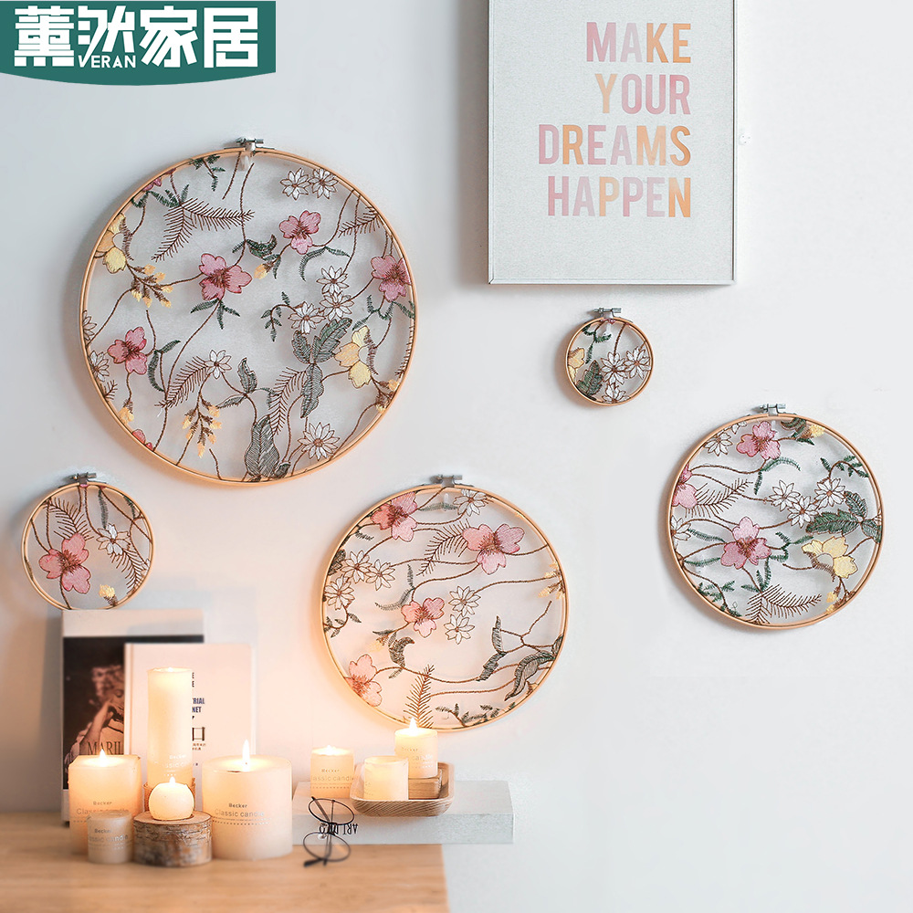 Handmade Embroidery Frame Embroidered Garden Ornaments Wedding Decoration Showing Stand Decoration Bedroom Pendant Cr013