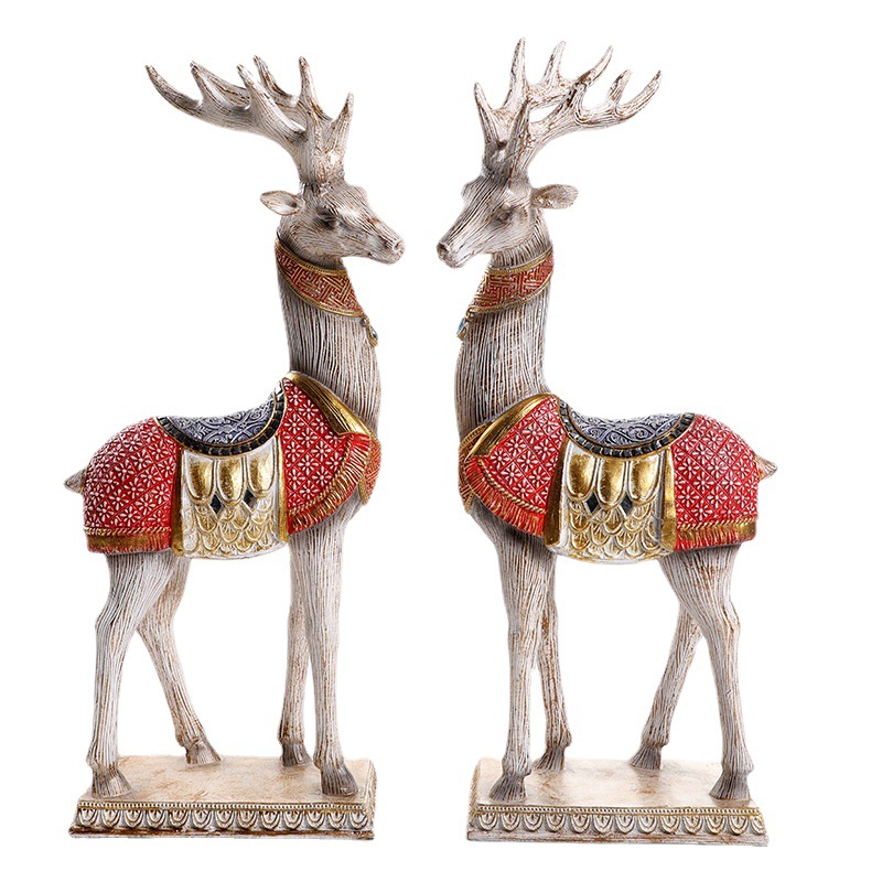 Resin Crafts Home Ornament European Style Ornaments Creative Gifts Couple Wedding Gift Wine Cabinet Decoration Living Room Deer