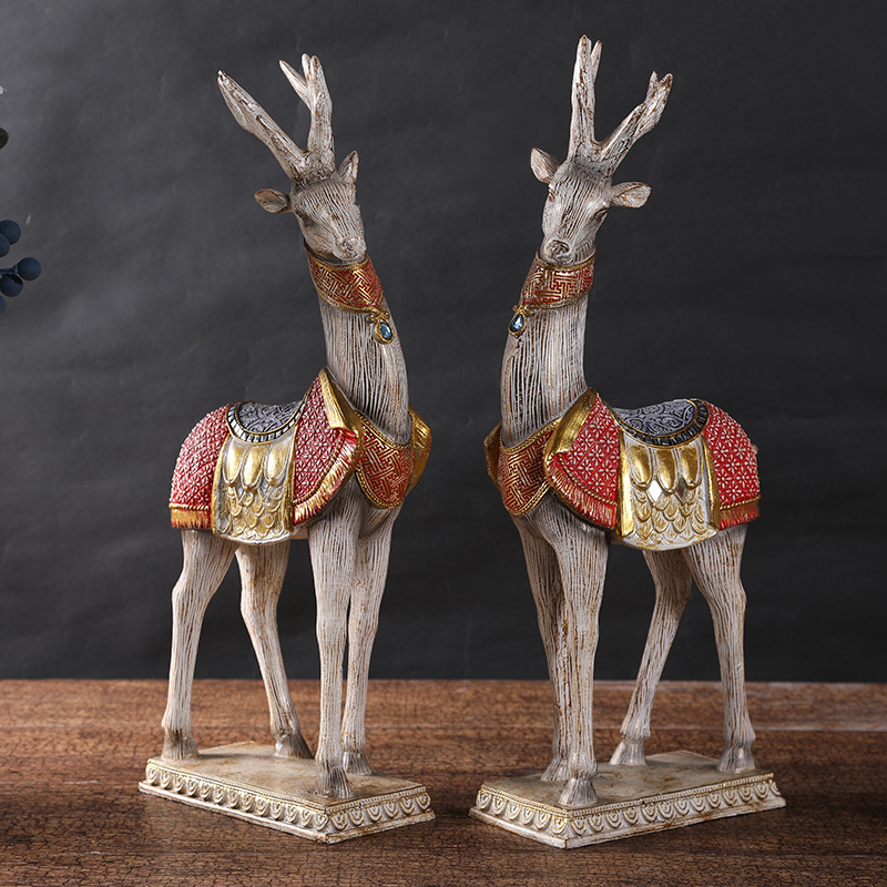 Resin Crafts Home Ornament European Style Ornaments Creative Gifts Couple Wedding Gift Wine Cabinet Decoration Living Room Deer