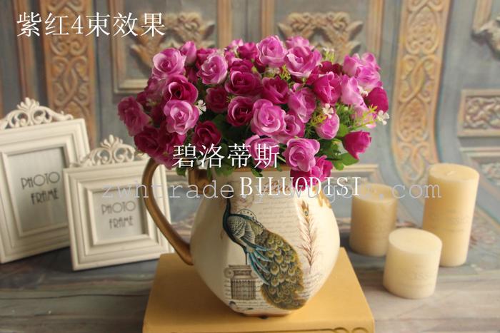 6 fork 24 head of South Korea rose 6 color simulation flower set simulation plant wedding supplies 6 fork 24 head of South Korea rose 6 color simulation flower set simulation plant wedding supplies