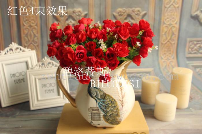 6 fork 24 head of South Korea rose 6 color simulation flower set simulation plant wedding supplies 6 fork 24 head of South Korea rose 6 color simulation flower set simulation plant wedding supplies