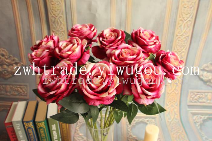 Single rose 7 color flower flannelette Acacia flowers plant simulation silk wedding supplies