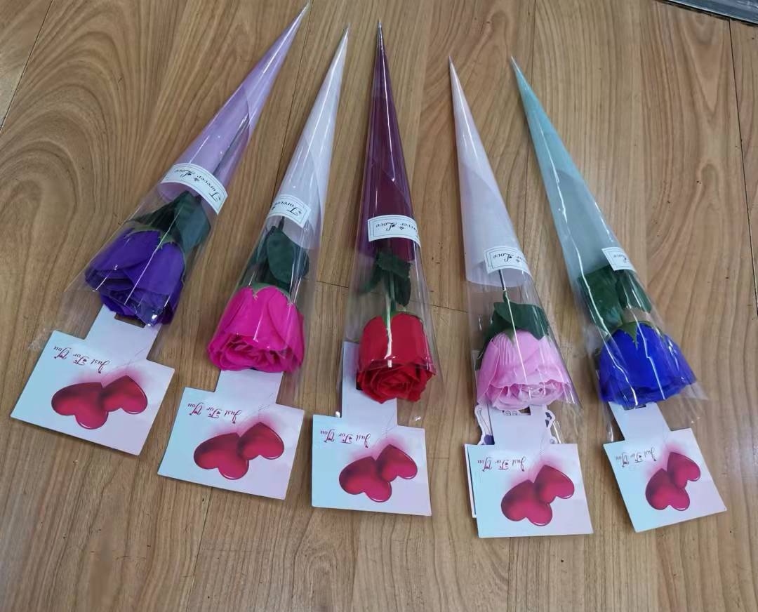 Valentine&#039;s Day 3.8 Goddess Festival Mother&#039;s Day Gift Single Soap Flower Emulational Rose Flower Cross-Border Wholesale