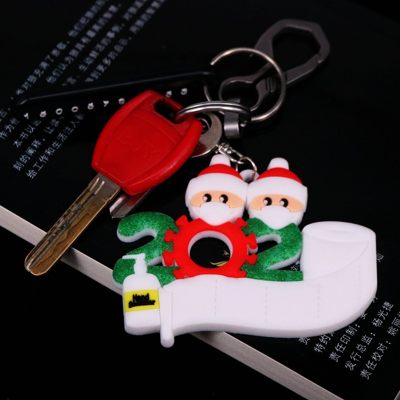 Christmas Festival Epidemic Prevention Keychain Survivor Mask Old Man Christmas Bag Key Ring DIY Name Greetings Christmas Festival Epidemic Prevention Keychain Survivor Mask Old Man Christmas Bag Key Ring DIY Name Greetings