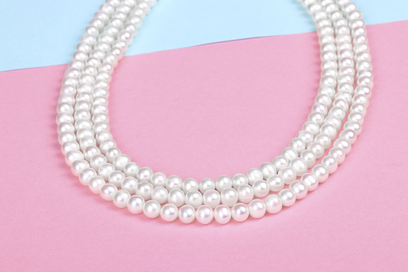 Natural Freshwater Pearl Necklace Women's Fashion ThreeLayer Pearl Necklace MidAutumn Festival Gift for Mother