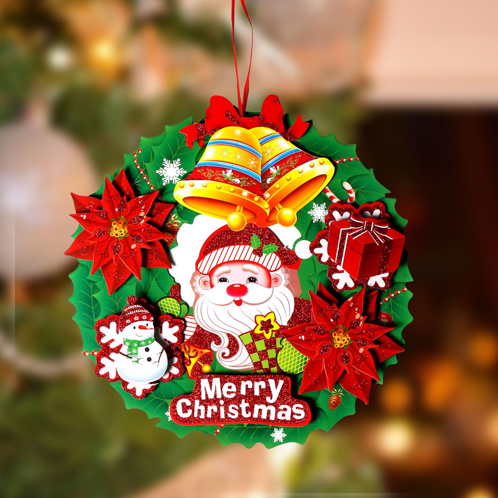 Factory direct Santa Claus flower old man walking stick decorations stereo sprinkling paper garland garland pendant Factory direct Santa Claus flower old man walking stick decorations stereo sprinkling paper garland garland pendant