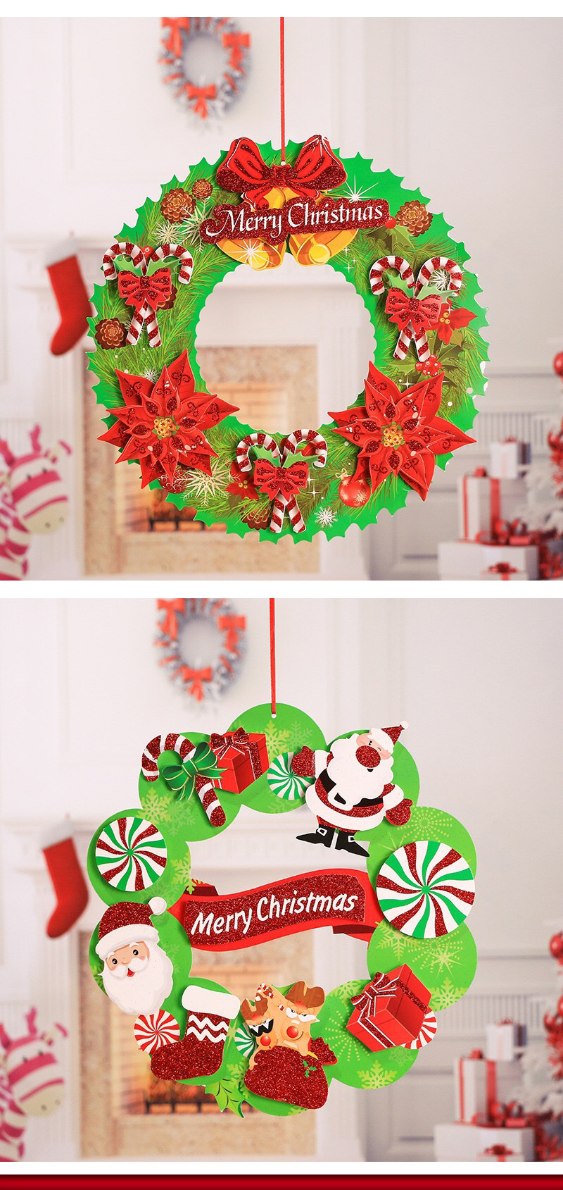 Factory direct Santa Claus flower old man walking stick decorations stereo sprinkling paper garland garland pendant Factory direct Santa Claus flower old man walking stick decorations stereo sprinkling paper garland garland pendant