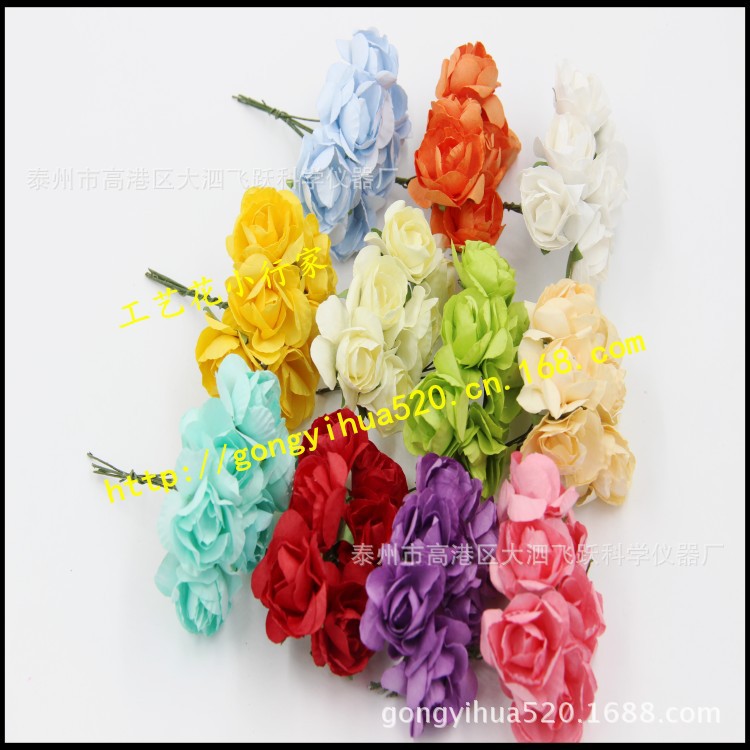 2. 5cm Azalea Peony Rose Handmade Simulation Paper Flower DIY Wedding Candies Box Garland Accessories Paper Flower Bouquet