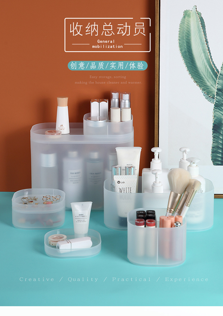 Desktop Storage Box Cosmetics Box with Lid Transparent Seperated Plastic Mask Box Lipstick Skin Care Storage Rack