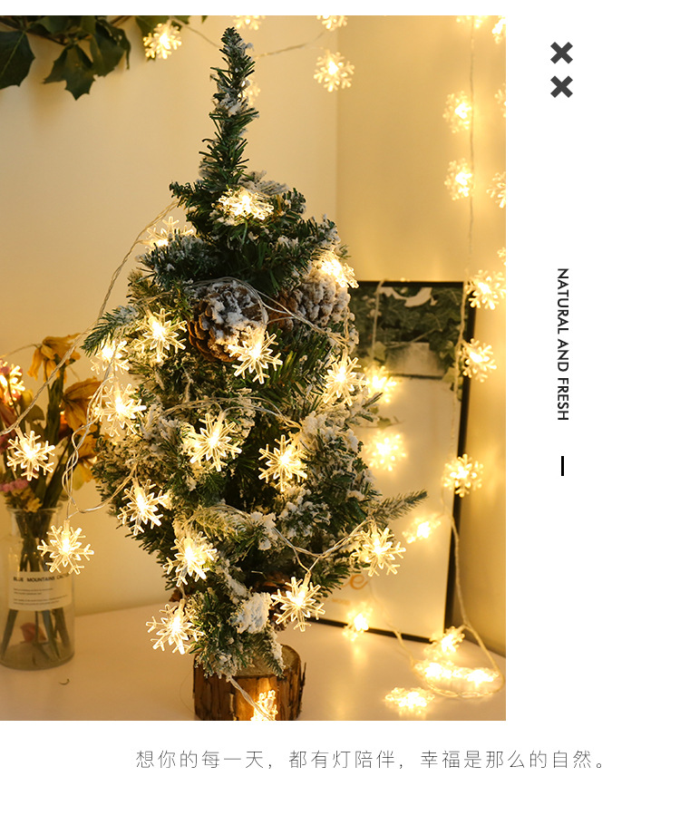 Cross-border wholesale LED Christmas tree snowflake stars small lights festival layout foil atmosphere environmental protection and beautiful