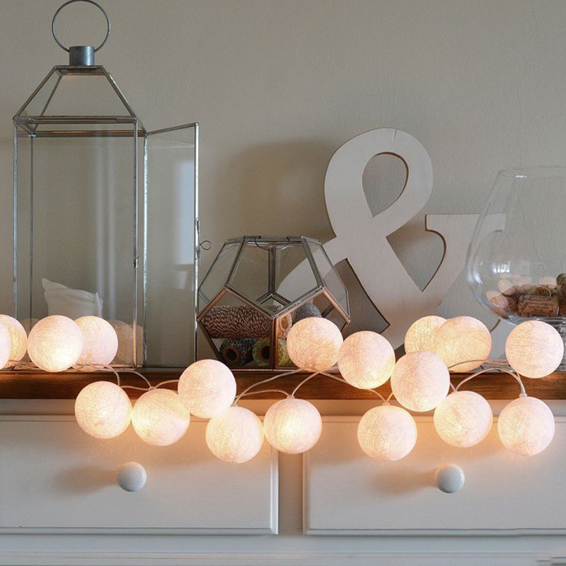 Led Thailand Cotton Ball Lighting Chain Bulb Small Colored Lights Flashing Light String Light Lighting Chain Lamp Bedroom Girl&#039;s Room Decorations Arrangement Lamp