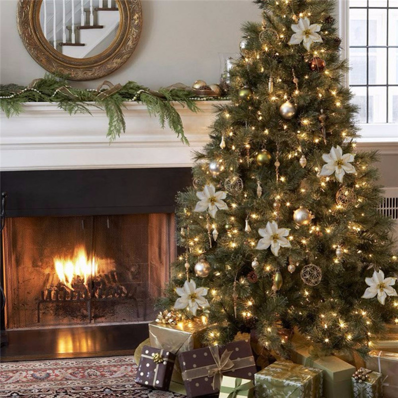 Material Christmas Ornamental Flower Artificial Gold Pink Christmas Flower Christmas Tree Pendant Garland Accessories Material Christmas Ornamental Flower Artificial Gold Pink Christmas Flower Christmas Tree Pendant Garland Accessories