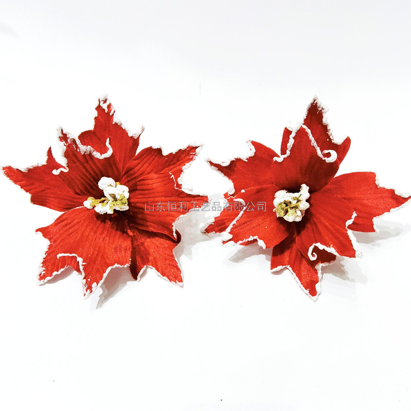 Red Christmas flower wreath of Christmas tree cane Christmas holiday decorations such as flowers