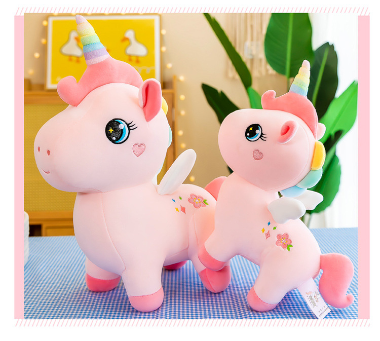 Rainbow Horse Unicorn Plush Toy Doll Christmas Children's Gift Comfort Ragdoll Doll Color Pony