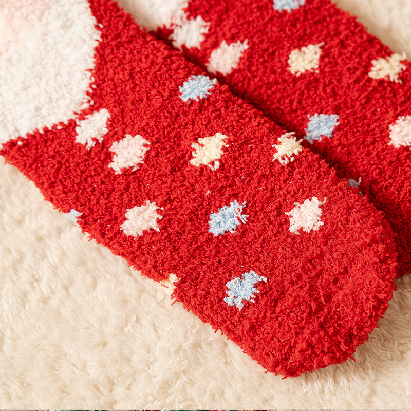 INS Trendy Christmas Coral Fleece Socks Gift Box Christmas Ball Gift Thickened Cartoon Sleeping Socks Cross-Border Delivery