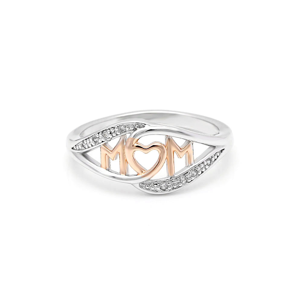 Non-Alloy Mom Ring Mother Gift Letter Rose Gold Plated Opal Christmas Mom Ring Heart-Shaped Accessories