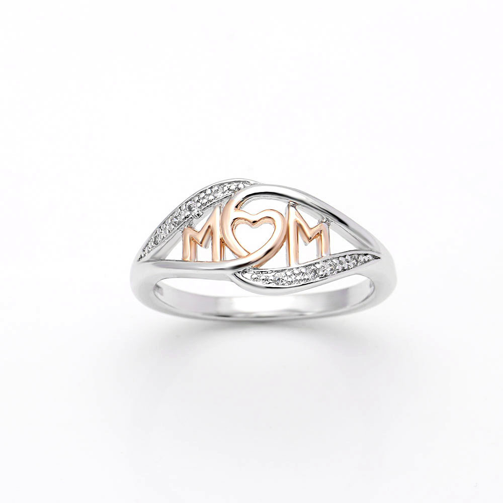 Non-Alloy Mom Ring Mother Gift Letter Rose Gold Plated Opal Christmas Mom Ring Heart-Shaped Accessories
