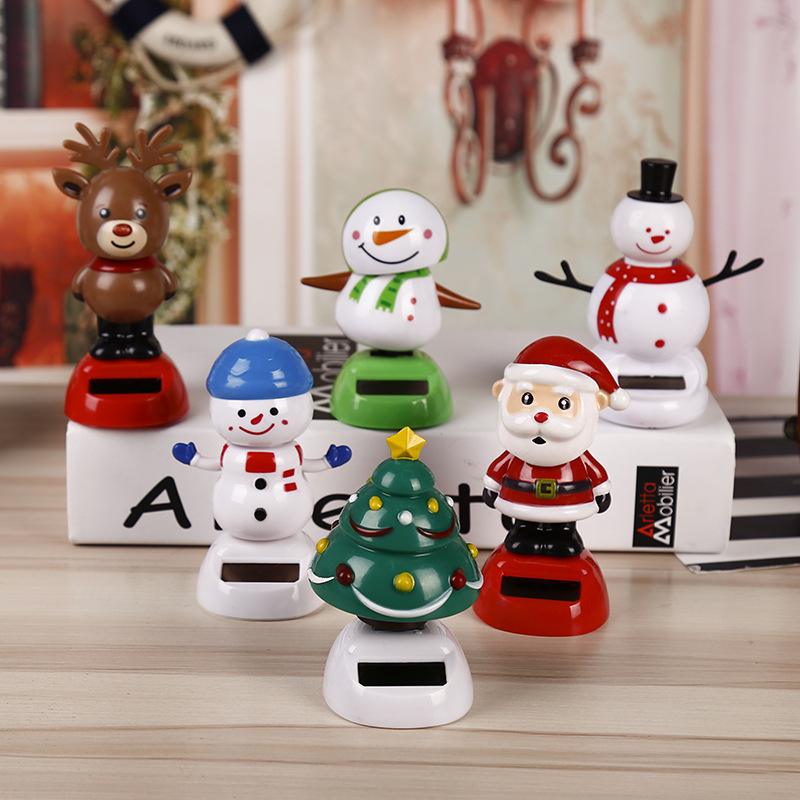 Creative Solar Swing Doll Shaking Head Christmas Gift Car Decoration Cartoon Gift Children Cross-Border