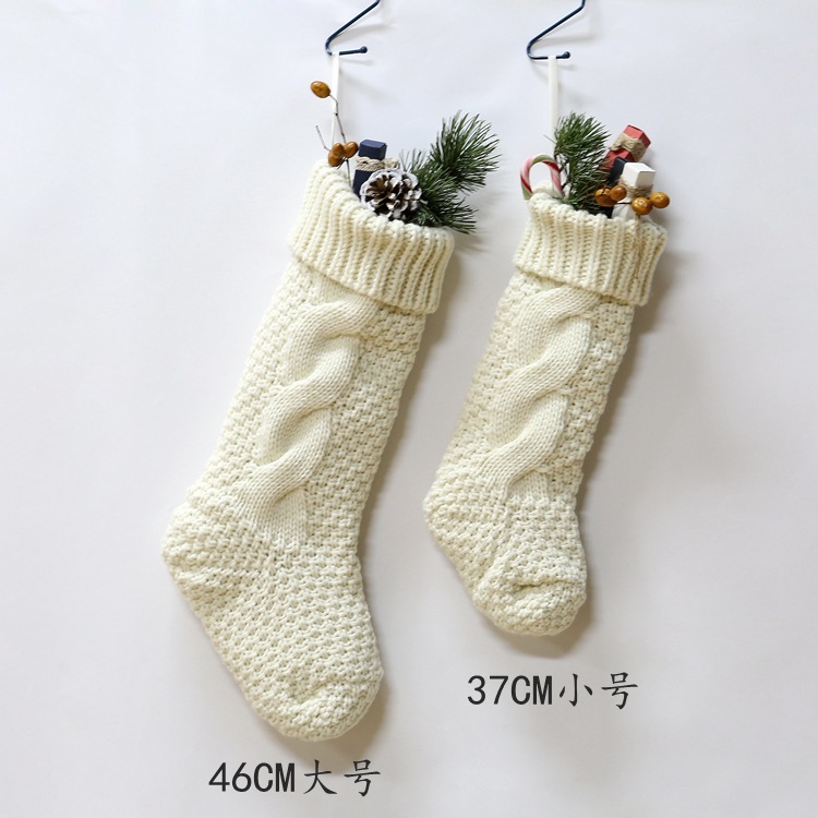 Gift Knitted Christmas Foot Sock Pendant Gift Bag Decorative Pendant Candy Bag Linen Flower Color Foot Sock Spot Large