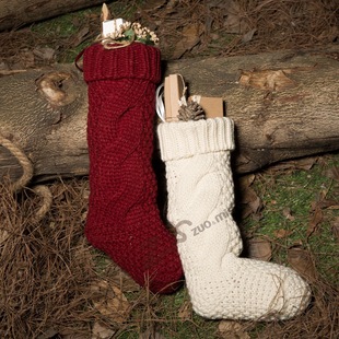 Gift Knitted Christmas Foot Sock Pendant Gift Bag Decorative Pendant Candy Bag Linen Flower Color Foot Sock Spot Large