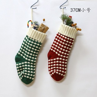 Gift Knitted Christmas Foot Sock Pendant Gift Bag Decorative Pendant Candy Bag Linen Flower Color Foot Sock Spot Large