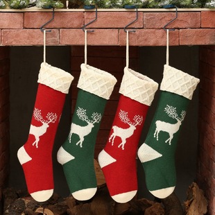 Gift Knitted Christmas Foot Sock Pendant Gift Bag Decorative Pendant Candy Bag Linen Flower Color Foot Sock Spot Large