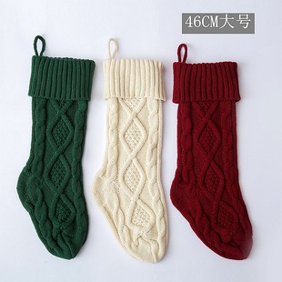 Gift Knitted Christmas Foot Sock Pendant Gift Bag Decorative Pendant Candy Bag Linen Flower Color Foot Sock Spot Large