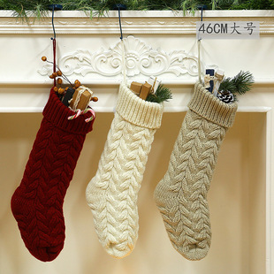 Gift Knitted Christmas Foot Sock Pendant Gift Bag Decorative Pendant Candy Bag Linen Flower Color Foot Sock Spot Large