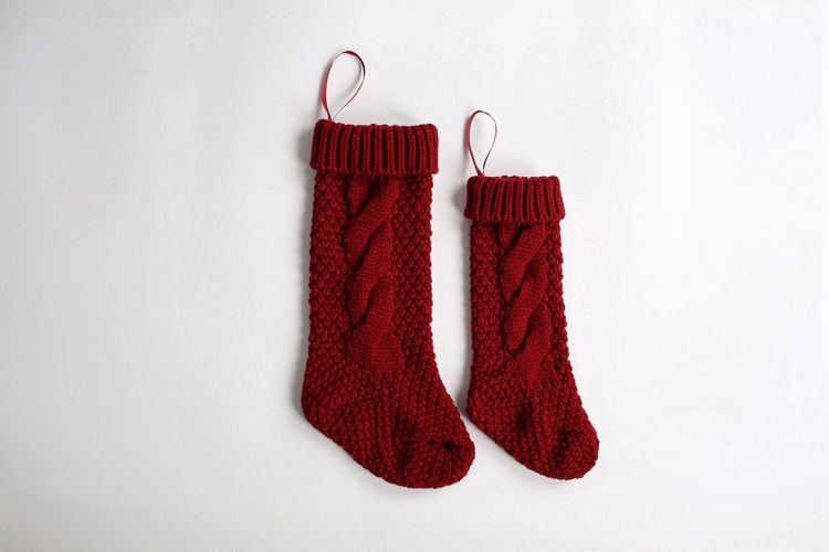 Gift Knitted Christmas Foot Sock Pendant Gift Bag Decorative Pendant Candy Bag Linen Flower Color Foot Sock Spot Large