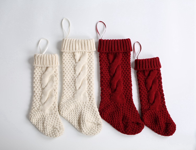 Gift Knitted Christmas Foot Sock Pendant Gift Bag Decorative Pendant Candy Bag Linen Flower Color Foot Sock Spot Large