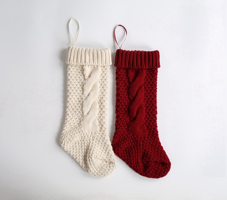 Gift Knitted Christmas Foot Sock Pendant Gift Bag Decorative Pendant Candy Bag Linen Flower Color Foot Sock Spot Large