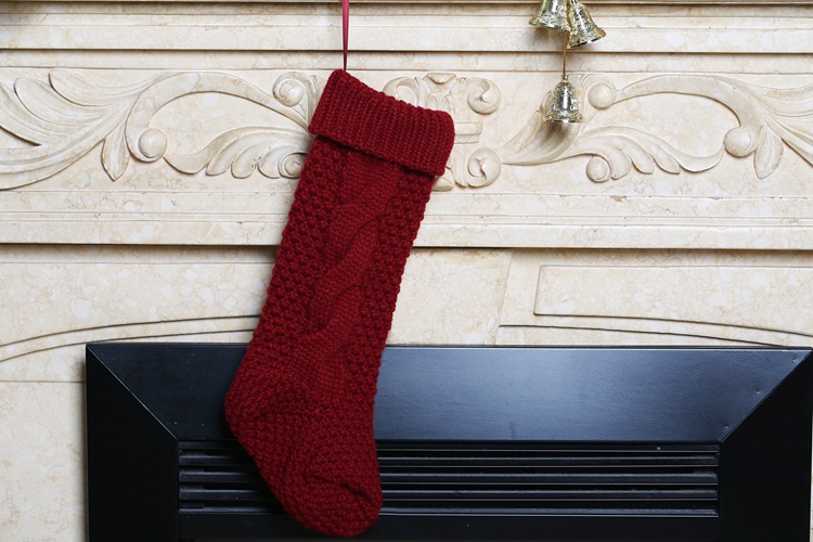 Gift Knitted Christmas Foot Sock Pendant Gift Bag Decorative Pendant Candy Bag Linen Flower Color Foot Sock Spot Large