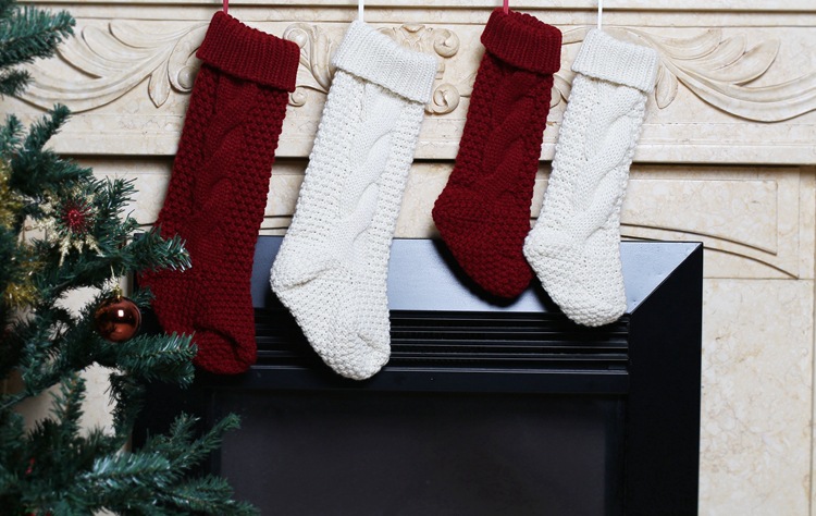 Gift Knitted Christmas Foot Sock Pendant Gift Bag Decorative Pendant Candy Bag Linen Flower Color Foot Sock Spot Large