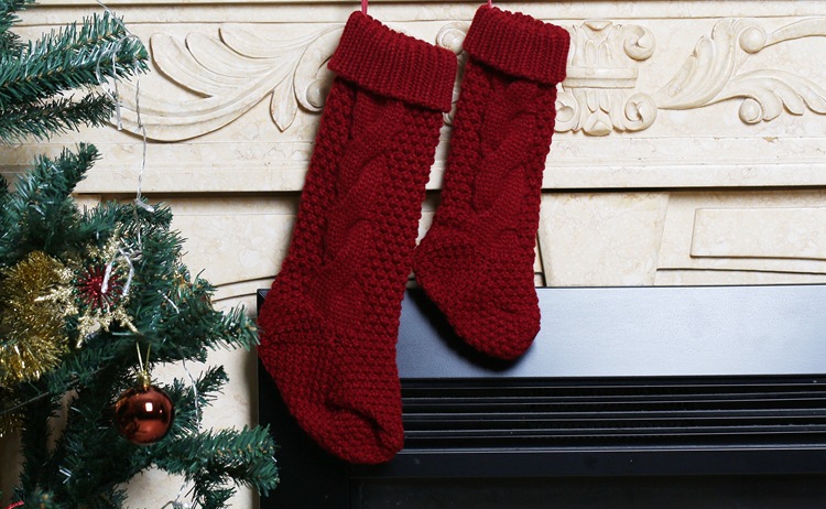 Gift Knitted Christmas Foot Sock Pendant Gift Bag Decorative Pendant Candy Bag Linen Flower Color Foot Sock Spot Large