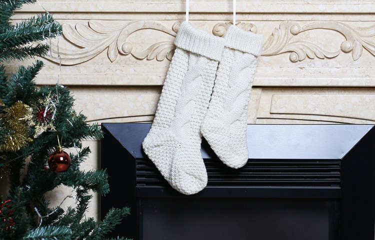 Gift Knitted Christmas Foot Sock Pendant Gift Bag Decorative Pendant Candy Bag Linen Flower Color Foot Sock Spot Large